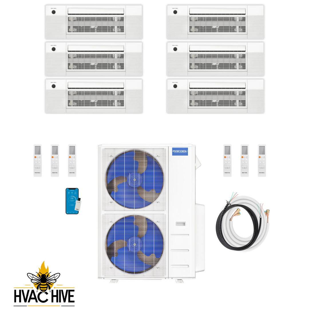 MRCOOL DIY 5th Gen Mini Split - 6-Zone 48,000 BTU Mini Split Condenser 230V with 12K + 9K + 9K + 9K + 9K + 9K Ceiling Cassette Air Handlers DIY5-6ZC-48HP-12K9K9K9K9K9K main