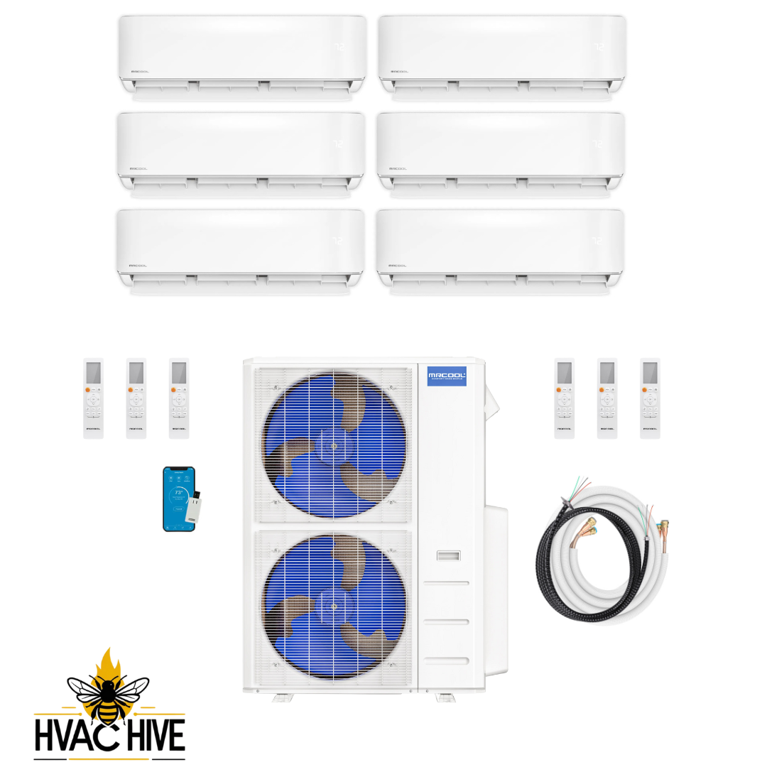 MRCOOL DIY 5th Gen Mini Split - 6-Zone 48,000 BTU Mini Split Condenser 230V with 18K + 6K + 6K + 6K + 6K + 6K Wall Mount Air Handlers DIY5-6Z-48HP-18K6K6K6K6K6K main