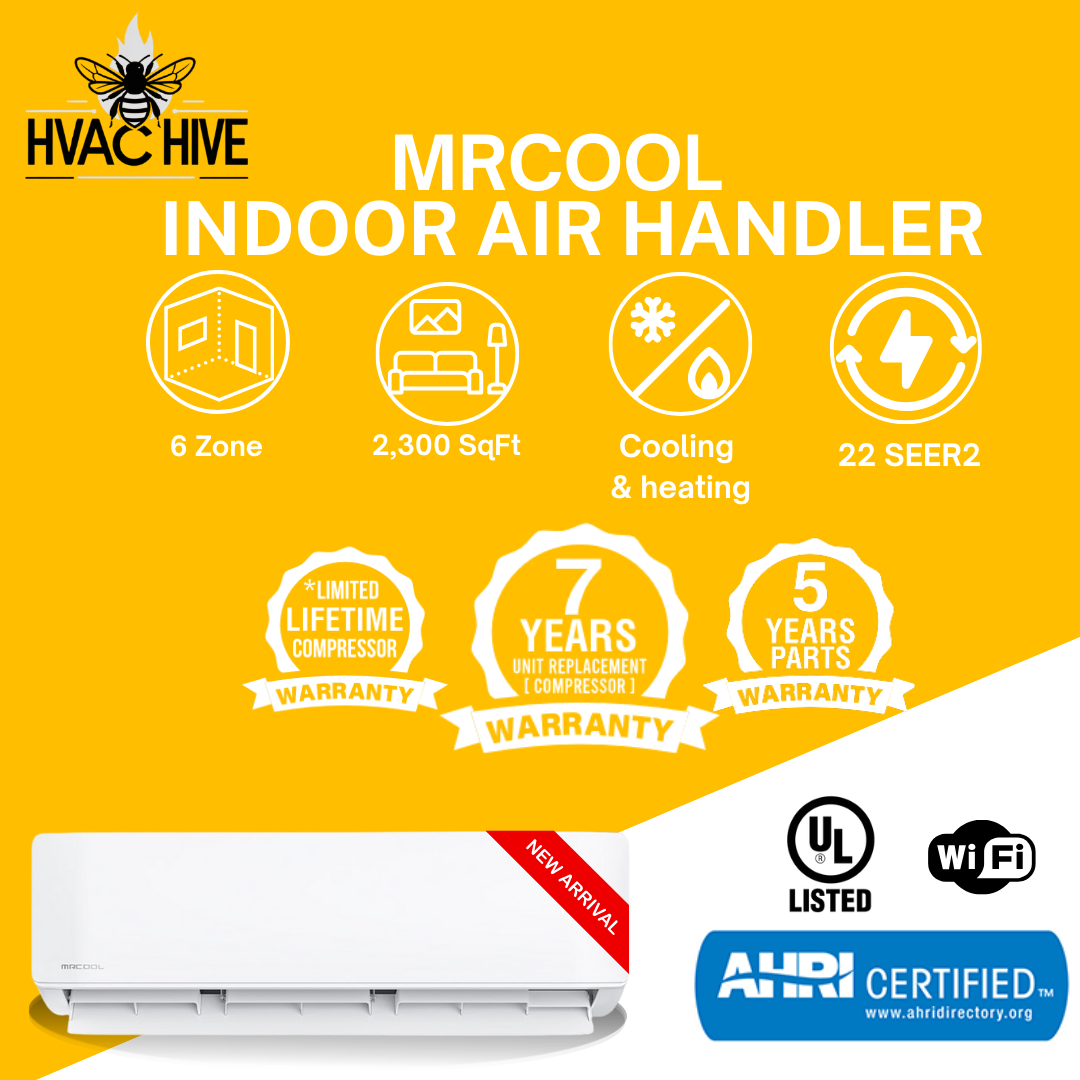 MRCOOL DIY 5th Gen Mini Split - 6-Zone 55,000 BTU Mini Split Condenser 230V with 12K + 12K + 9K + 9K + 6K + 6K Wall Mount Air Handlers DIY5-6Z-55HP-12K12K9K9K6K6K indoor air handler