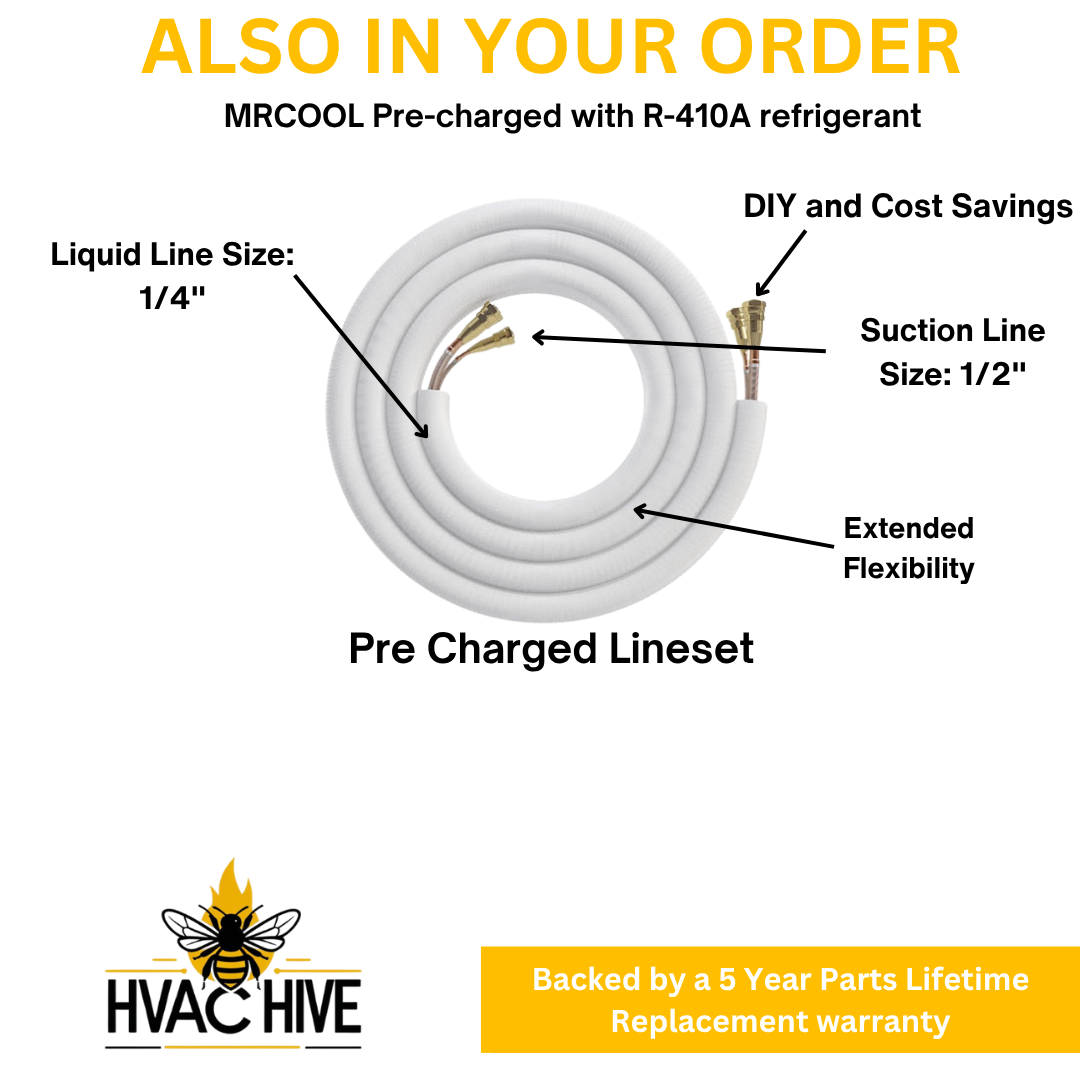 MRCOOL DIY Mini Split - 33,000 BTU 3 Zone Ductless Air Conditioner and Heat Pump with 16 ft. Install Kit, DIYM336HPW04C00 Also in your order