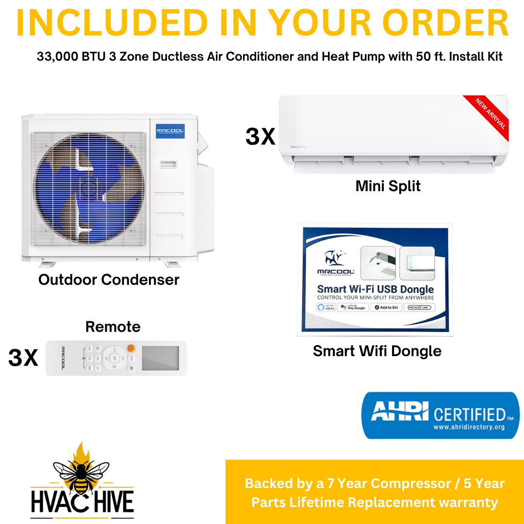 MRCOOL DIY Mini Split - 33,000 BTU 3 Zone Ductless Air Conditioner and Heat Pump with 16 ft. Install Kit, DIYM336HPW04C00 included in your order