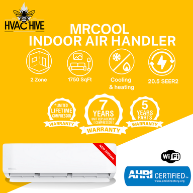MRCOOL DIY Mini Split - 42,000 BTU 2 Zone Ductless Air Conditioner and Heat Pump with 50 ft. Install Kit, DIYM248HPW00C32 indoor air handler