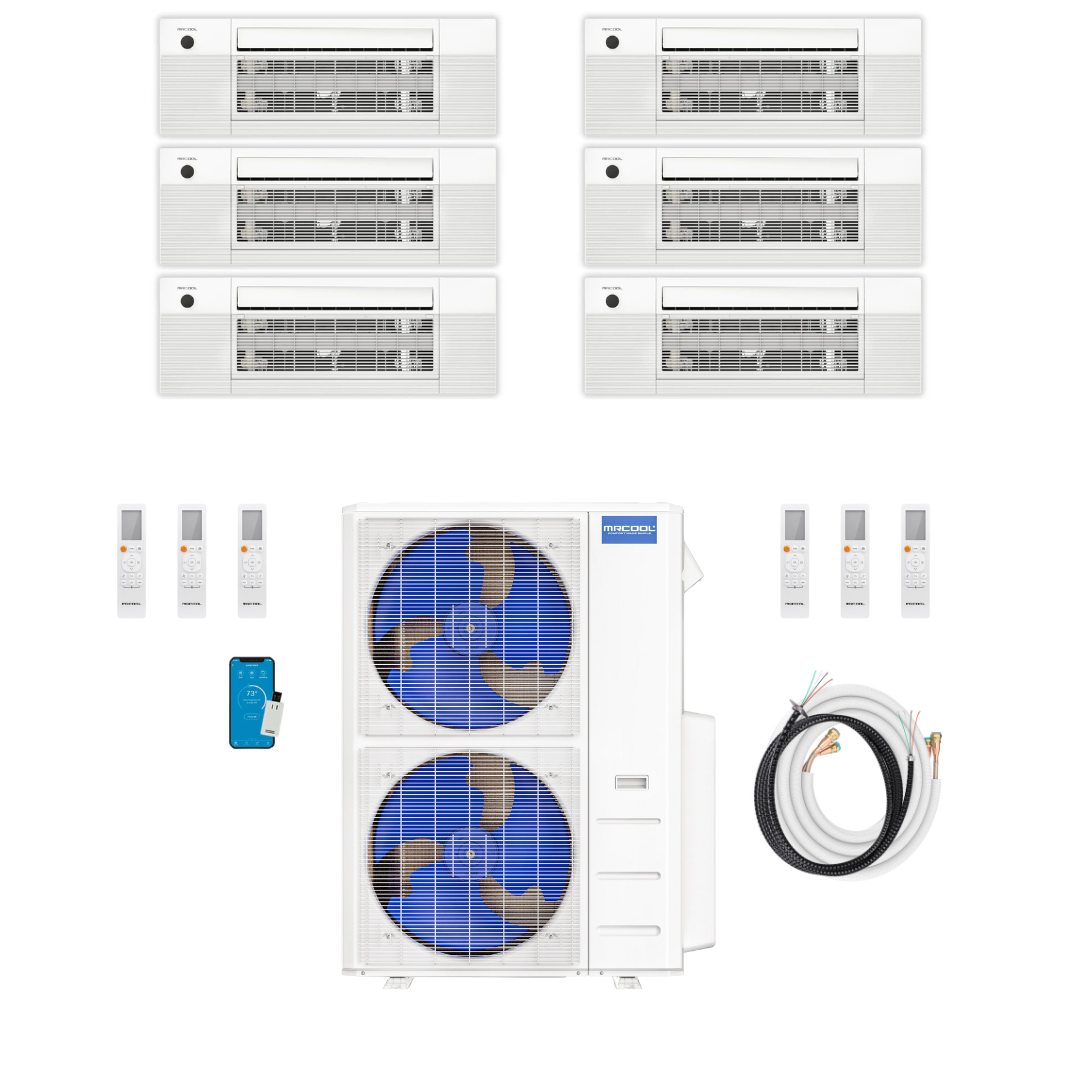 MRCOOL DIY 5th Gen Mini Split - 6-Zone 48,000 BTU Mini Split Condenser 230V with 18K + 12K + 12K + 9K + 6K + 6K Ceiling Cassette Air Handlers DIY5-6ZC-48HP-18K12K12K9K6K6K