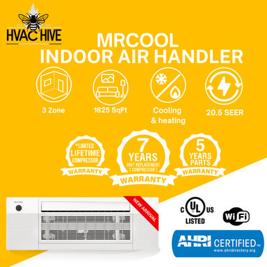 MRCOOL 5th Gen DIY Mini Split - 39,000 BTU 3 Zone Ceiling Cassette Ductless Air Conditioner and Heat Pump with 25 ft. Install Kit, DIY348HPC091218-25 indoor air handler