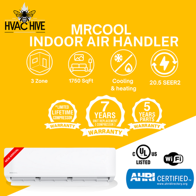 MRCOOL 5th Gen DIY Mini Split - 42,000 BTU 3 Zone Ductless Air Conditioner and Heat Pump, DIY-B-348HP090924 indoor air handler