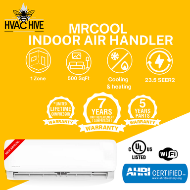 MRCOOL DIY® 5th Gen E Star 12,000 BTU Single Zone Mini Split Complete System with 25ft. Line Set 115V, DIY-12-HP-WM-115D25-O indoor air handler