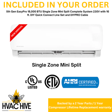 MRCOOL DIY® 5th Gen EasyPro 18,000 BTU Single Zone Mini Split Complete System 230V with 16 ft. DIY Quick Connect Line Set and DIYPRO Cable, DIY-18-HP-WM-230D25-O included in your order
