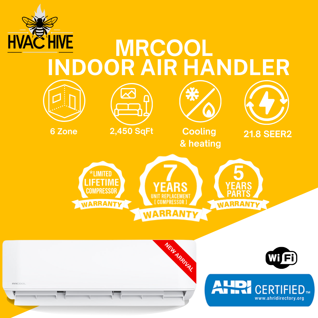 MRCOOL DIY 5th Gen Mini Split - 6-Zone 48,000 BTU Mini Split Condenser 230V with 12K + 12K + 12K + 9K + 6K + 6K Wall Mount Air Handlers DIY5-6Z-48HP-12K12K12K9K6K6K indoor air handler