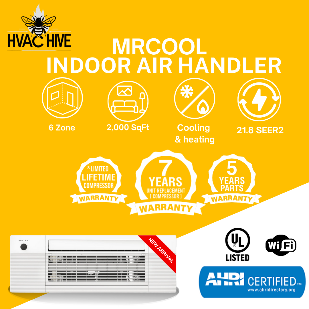 MRCOOL DIY 5th Gen Mini Split - 6-Zone 48,000 BTU Mini Split Condenser 230V with 9K + 9K + 9K + 9K + 6K + 6K Ceiling Cassette Air Handlers DIY5-6ZC-48HP-9K9K9K9K6K6K indoor air handler
