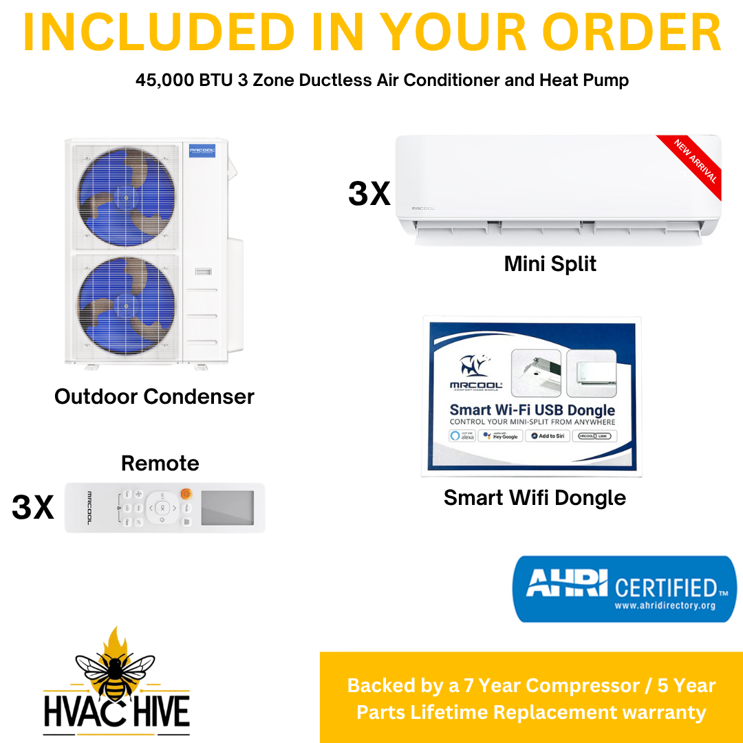 MRCOOL DIY Mini Split - 45,000 BTU 3 Zone Ductless Air Conditioner and Heat Pump, DIY-B-348HP091224 included in your order