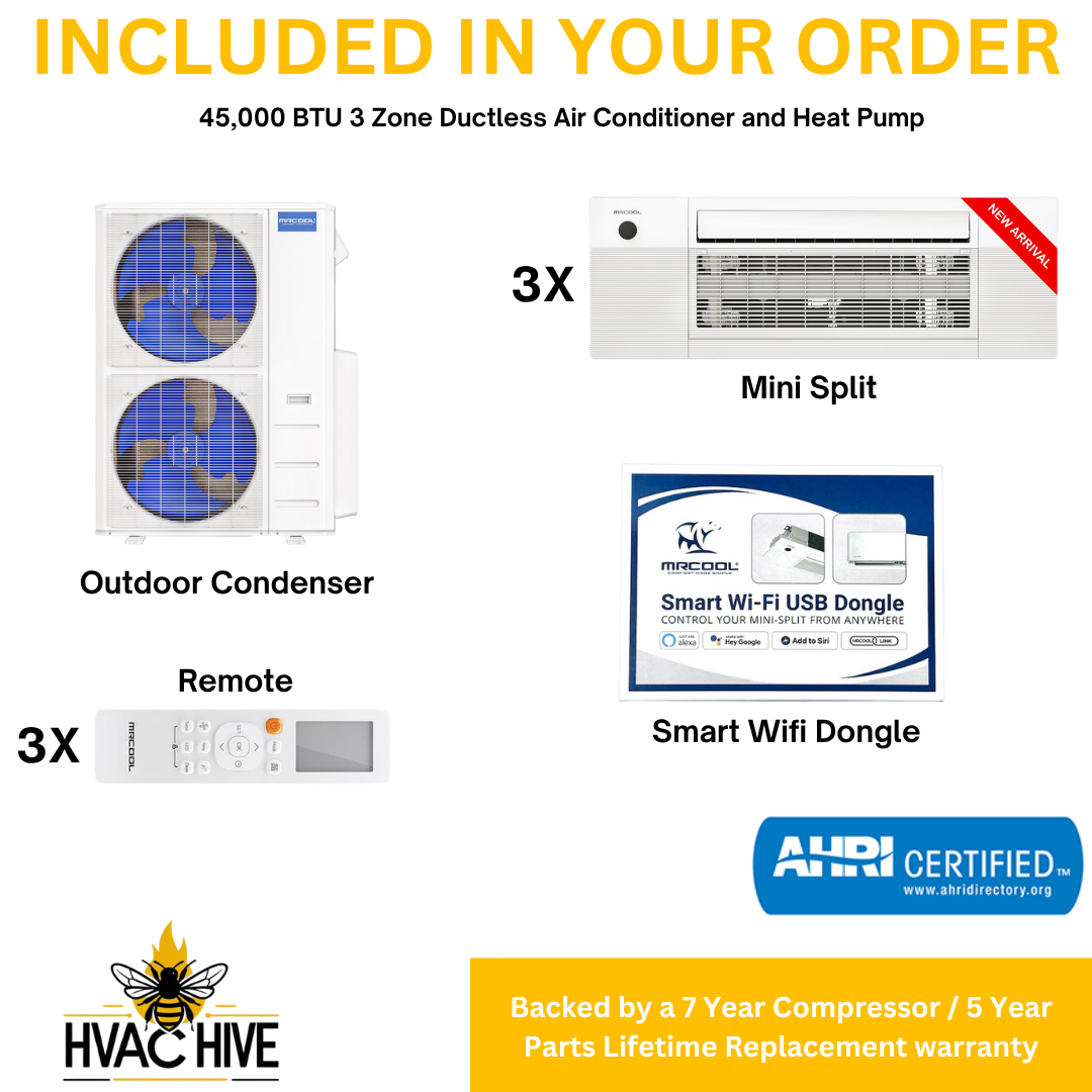 MRCOOL DIY Mini Split - 45,000 BTU 3 Zone Ductless Air Conditioner and Heat Pump with 25 ft. Install Kits, DIY-B-348HP091818-25 included in your order